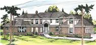 This image shows the Tudor Style for this set of house plans.