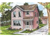 This image shows the farmhouse style for this set of house plans.