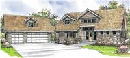 This image shows the lodge style for this set of house plans.