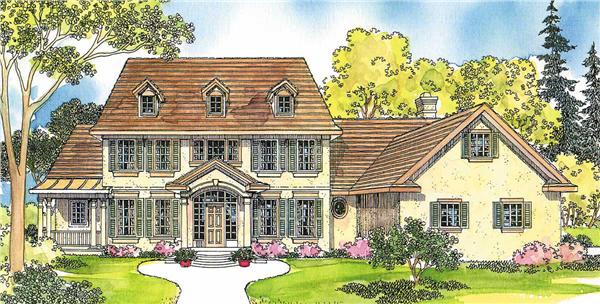 This image shows the Colonial Style for this set of house plans.