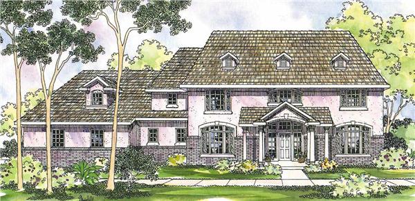 This image shows the Colonial Style of this set of house plans.