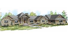 This is an artist's rendering of these Prairie Style House Plans.