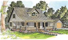 This image shows the Craftsman style of this set of house plans.