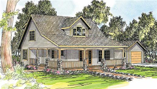 This image shows the Craftsman style of this set of house plans.
