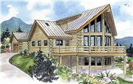 This is an artist's painting of these log cabin house plans.