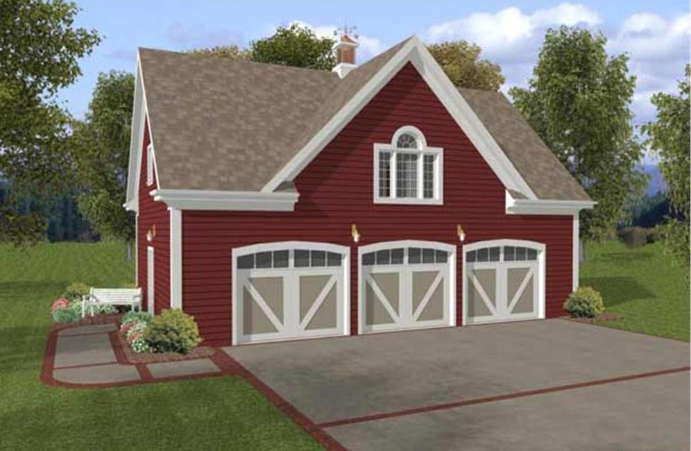 Garage w/Apartments with 3 Car, 1 Bedrm, 750 Sq Ft | Plan #109-1001