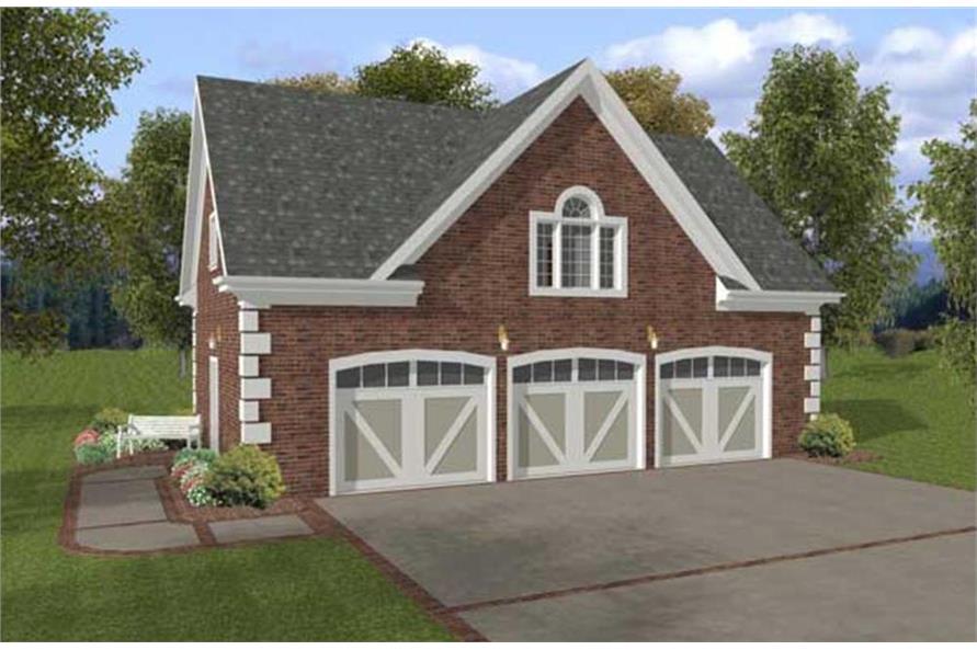 Garage w/Apartments with 3 Car, 1 Bedrm, 750 Sq Ft | Plan #109-1001