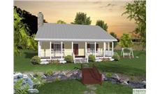This is the front rendering of these Small House Plans