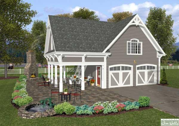 This is a front elevation of these Garage Houseplans.