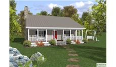 This image shows the front elevation of these Country Homeplans.