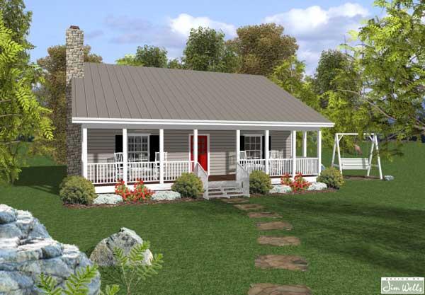This image shows the front elevation of these Country Homeplans.