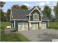 This is a front rendering of these Garages with Apartments house plans.