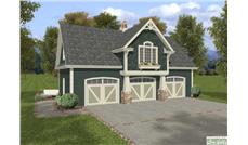 This is a front rendering of these Garages with Apartments house plans.
