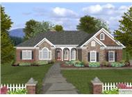 This is a colorful rendering of the front of these Traditional Ranch Homeplans.