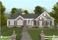 This is a front elevation of these Ranch House Plans.
