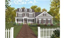 This image shows the front elavation of these Colonial Homeplans.