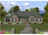 This is a computerized image showing the front elevation of these Craftsman House Plans.