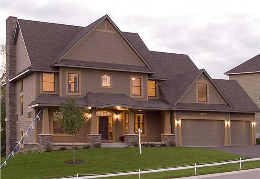 This is a color photo of these Craftsman House Plans.