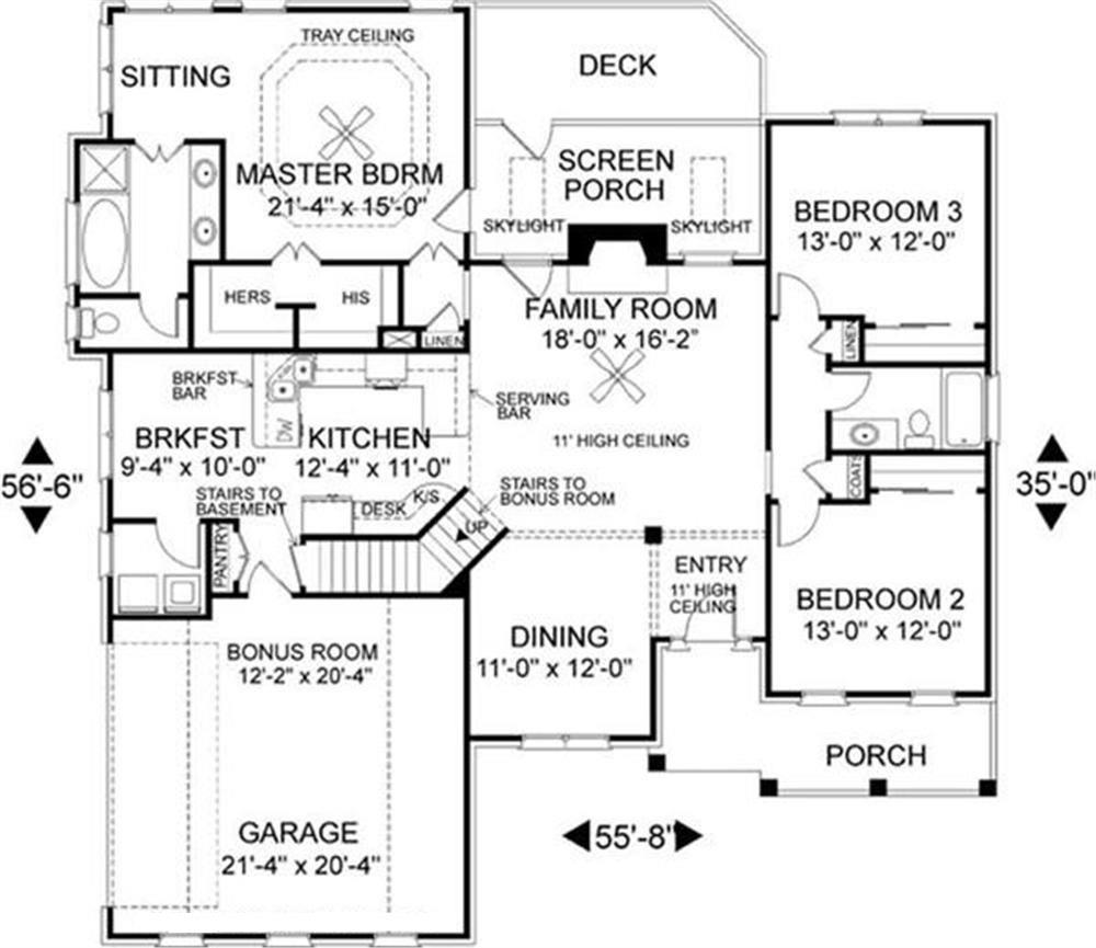 Home Plan: 109-1086 front rendering