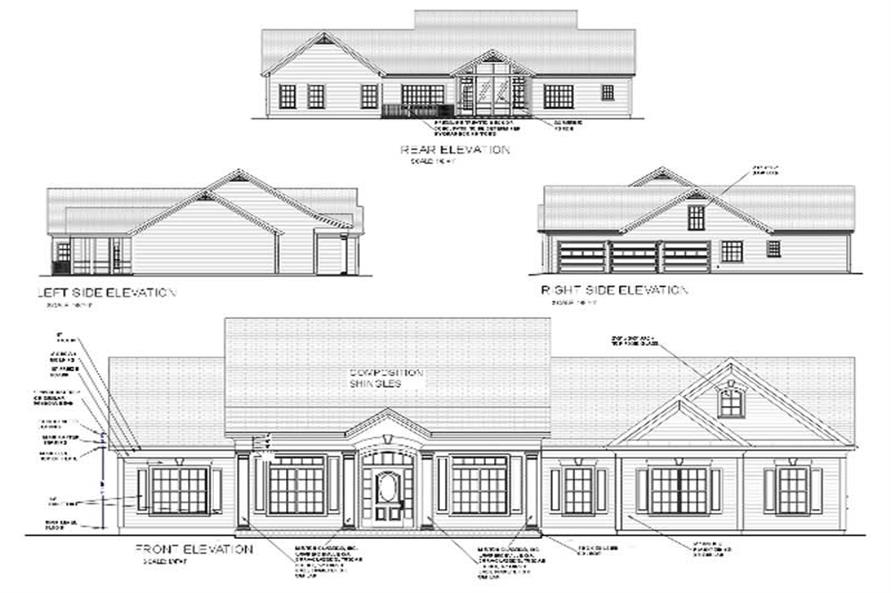 Colonial Ranch Home Plan 3 Bdrm, 2097 Sq Ft House