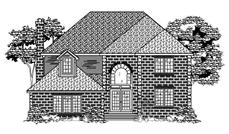 This is the black and white front elevation of these Traditional House Plans.