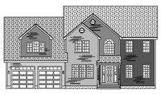 This is a black and white elevation of these Traditional House Plans.