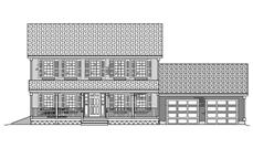 This image shows the front elevation for these Country houseplans.