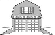 This is a black and white drawing of the front of these garage plans.