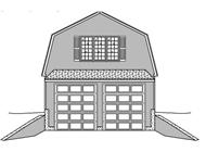 This is a black and white drawing of the front of these garage plans.