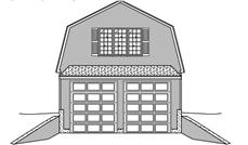 This is a black and white drawing of the front of these garage plans.