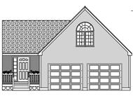This is a black and white front elevation of these garage plans.