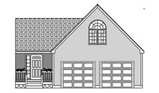 This is a black and white front elevation of these garage plans.