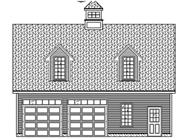 This is a black and white front elevation of these Garage Plans