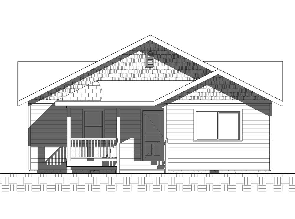 Home Plan Rear Elevation for bungalow house plans BL-1035