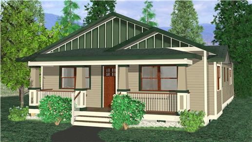 This image is a computer rendering of Bugalow Houseplans "Cedar View".