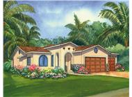This is a colored renderign of the Santa Cruz Mediterranean Home Plans.