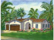 This is a colored rendering of La Jolla Mediterranean House Plans.