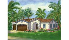 This is a colored rendering of La Jolla Mediterranean House Plans.