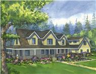 This is a colored front elevation of the Prairie View Cape Cod Homeplans.