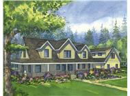 This is a colored front elevation of the Prairie View Cape Cod Homeplans.