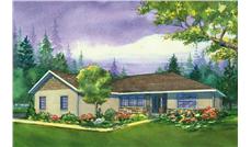 This is a colored rendering of the Eastwood Ranch Houseplans.