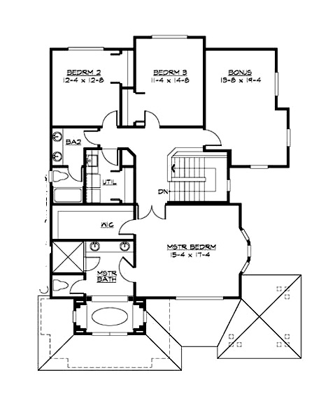 115-1413 house plan upper floor.