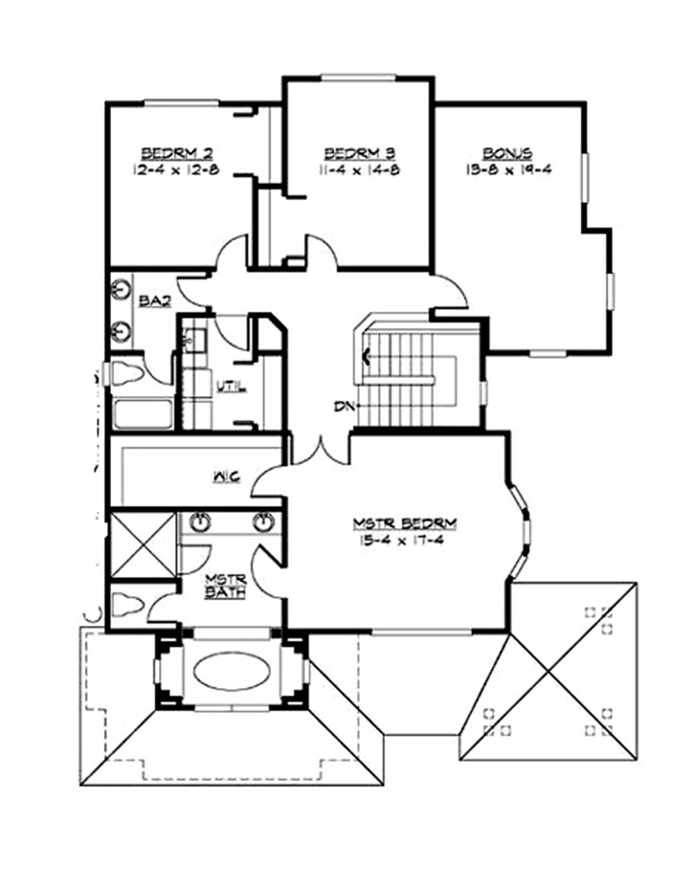 115-1413 house plan upper floor.