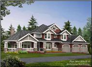This image shows the exterior to these Craftsman House Plans.
