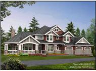 This image shows the exterior to these Craftsman House Plans.