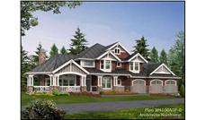 This image shows the exterior to these Craftsman House Plans.