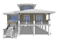 This is a 3D computerized rendering of these Beachfront House Plans.