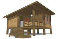 This is the front elevation of these Modern Hunting Cabin House Plans.