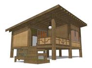 This is the front elevation of these Modern Hunting Cabin House Plans.