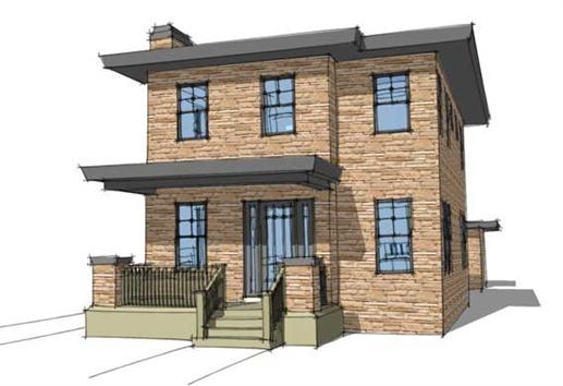 This is a computer rendering of these Modern Homeplans.